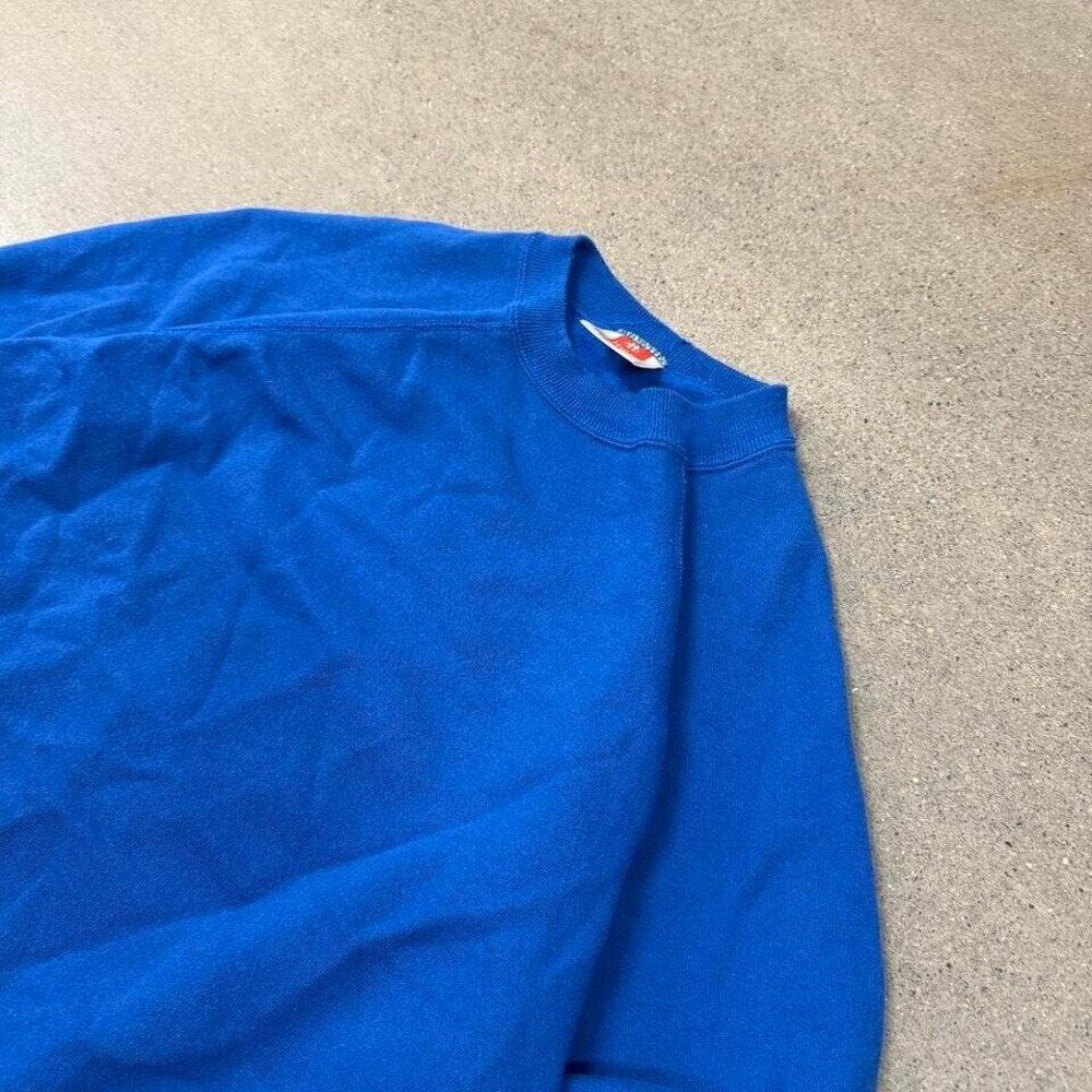 vintage men's 80s hanes blank royal blue crewneck XL fits medium - made in USA